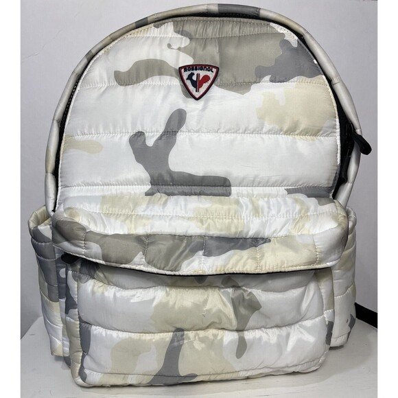 Rossignol UO Exclusive Puffer Backpack Bag White Camo Nylon Daypack